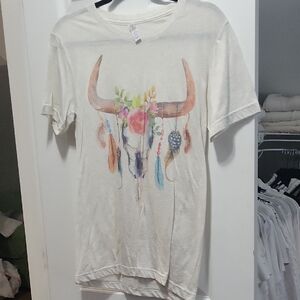Boho Cow/Bull Skull Graphic T-Shirt